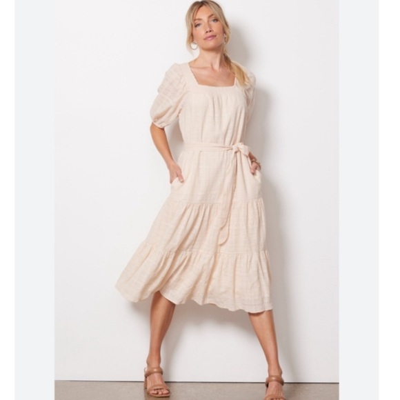EVEREVE Carly S Midi Dress Tiered BLUSH NWT $108 Nwt - Picture 1 of 11